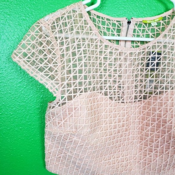 Gianni Bini Pink Sheer Mesh Crop Top Size 12 - Picture 5 of 11